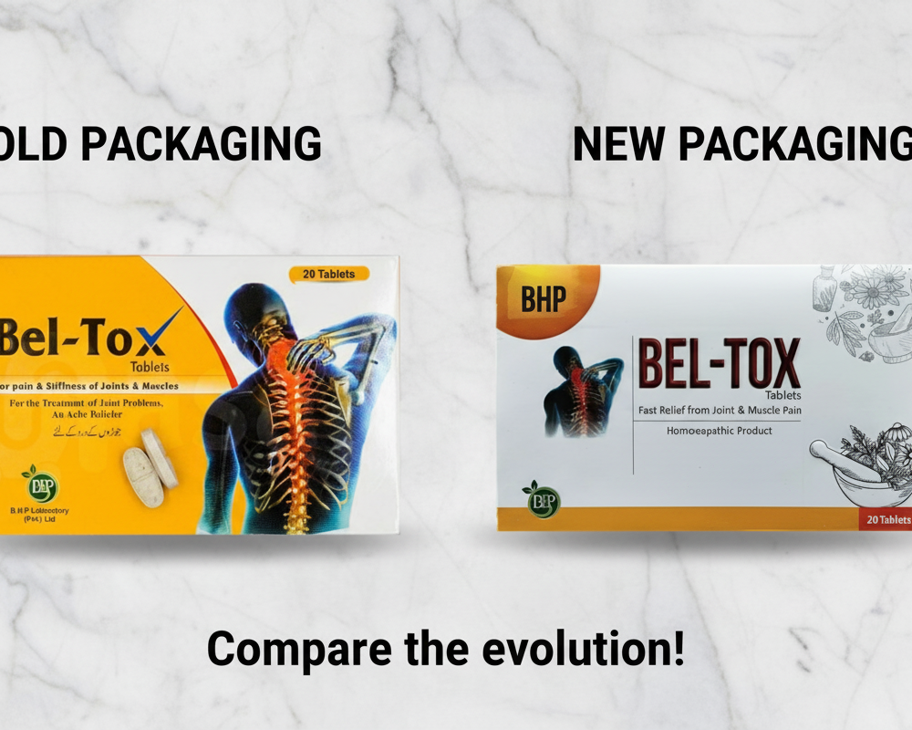 Belltox tablets, old and new packing. Perfect pain killer for gout and arthritis